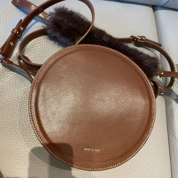 Leather Brown round BOHO crossbody convertible - Picture 2 of 5